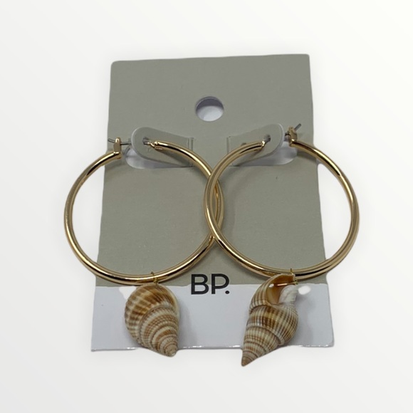 BP Sea Shell Hoop Dangle Earrings - Picture 4 of 5